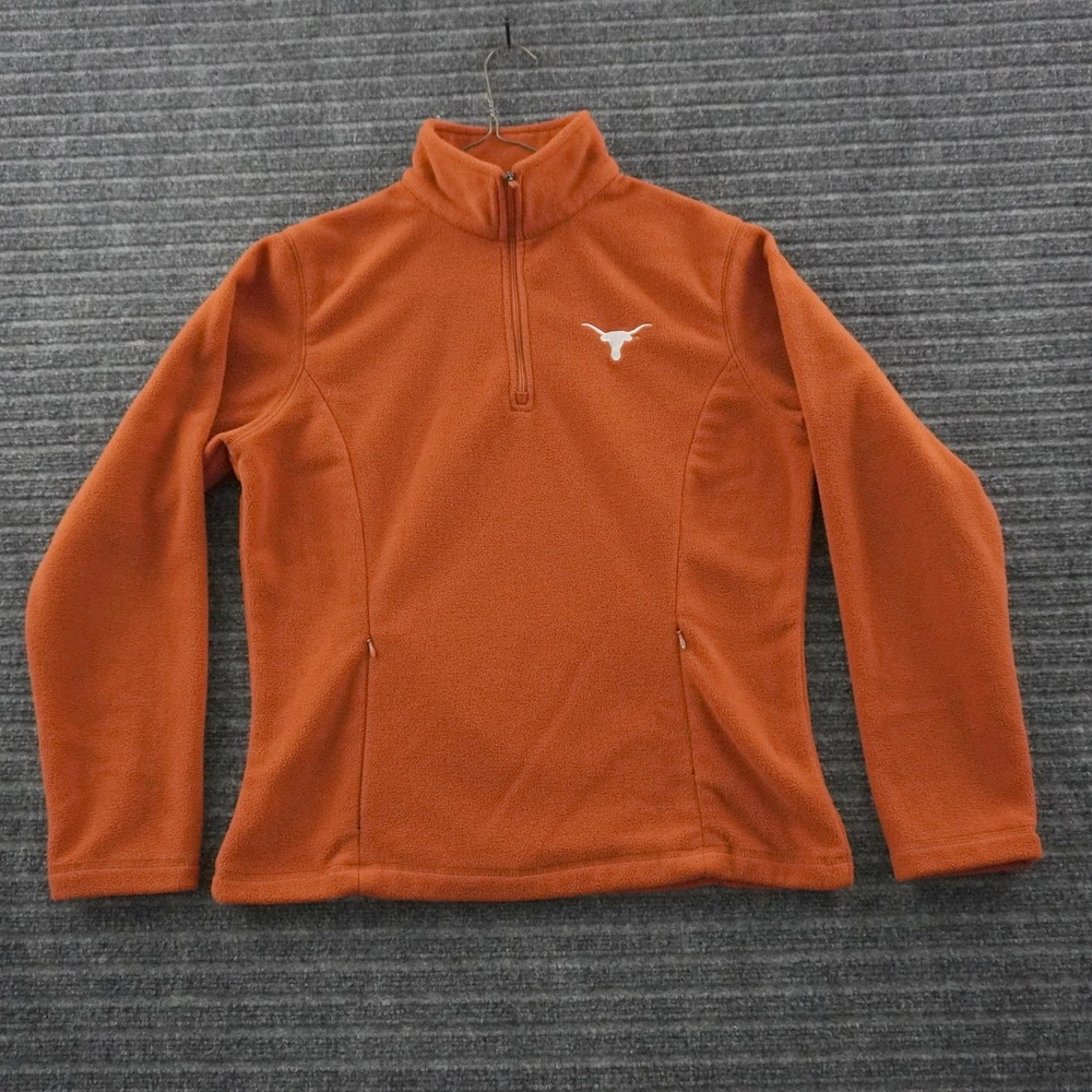 University Co-op Texas Longhorns Fleece Pullover Women Size M Orange Quarter Zip